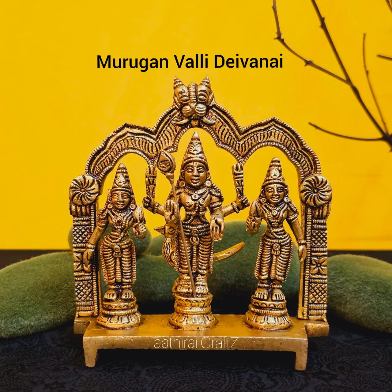 Murugan Valli Deivanai Brass Antique Finish Sculpture - secondary